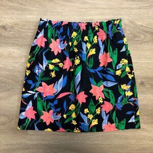 JCrew Factory Paperbag Skirt Women's Size 2 Tropical Floral Linen Cotton Blend